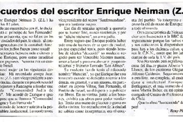 Recuerdos del escritor  [artículo] Beny Pilowsky R.