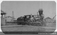 Pie de página: Locomotora. Rancagua, Santiago, 1862. Album Museo Histórico Nacional. Fotografía atribuída a E. Cachois.
