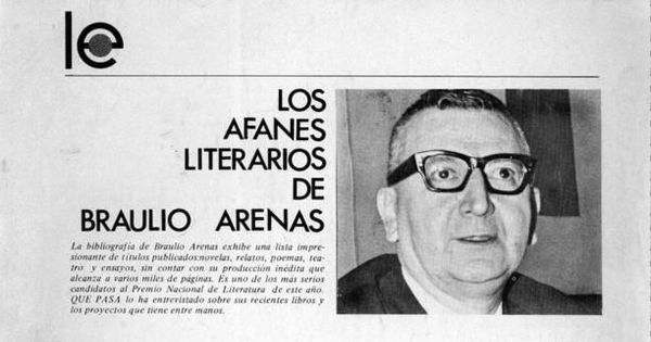 Los afanes literarios de Braulio Arenas