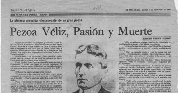 Pezoa Véliz, pasión y muerte