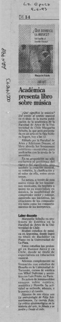 Académica presenta libro sobre música