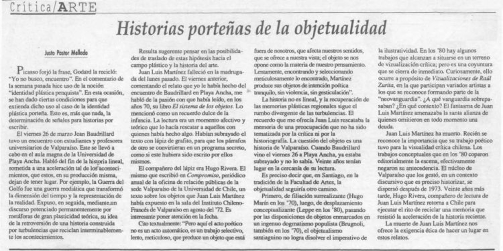 Historias porteñas de la objetualidad