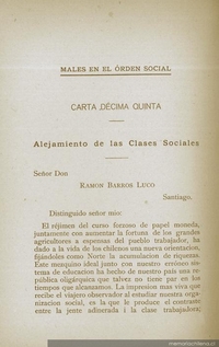 Males en el orden social : carta décimoquinta : alejamiento de las clases sociales