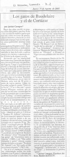Los gatos de Baudelaire y el de Cortázar