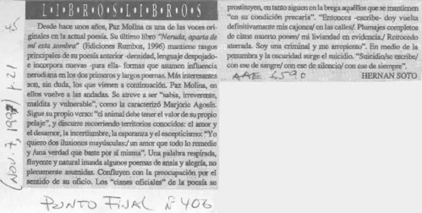 Libros, libros  [artículo] Hernán Soto.
