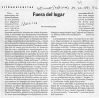 Fuera del lugar  [artículo] Fernando Jerez.