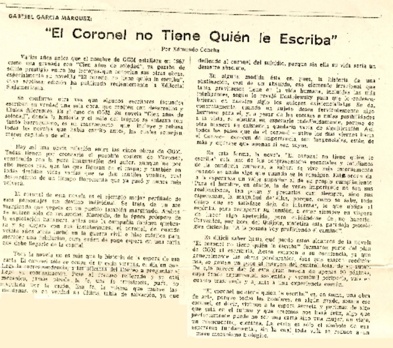 El coronel no tiene quién le escriba  [artículo] Edmundo concha.