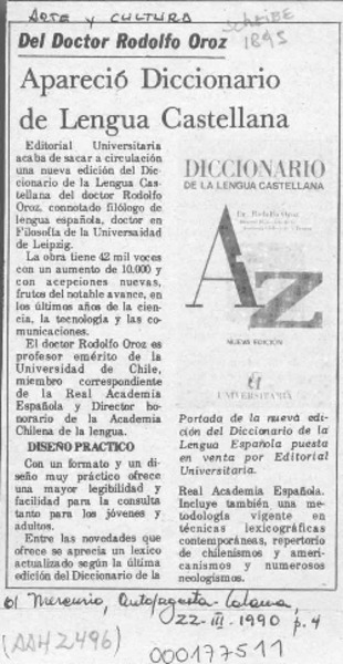 Apareció Diccionario de Lengua Española  [artículo].