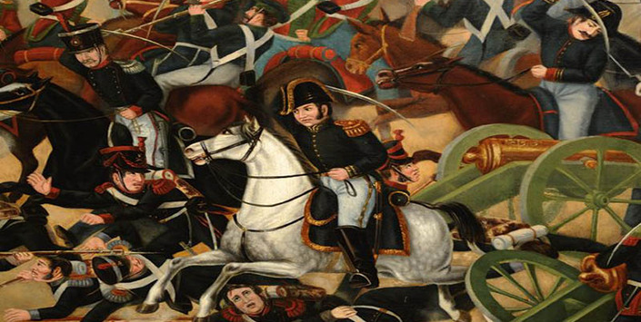 Detalle pintura Batalla de Rancagua, Tomás Vandorese. Colección Museo Regional de Rancagua.