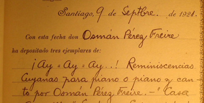 Registro de Propiedad Intelectual de la canción "Ay, ay, ay" de Osmán Pérez Freire