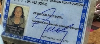 Cédula de pescador artesanal de Carmen Pizarro