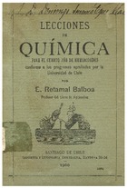 Retamal, Balboa. Lecciones de química. 1900. 92 pp.