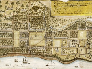 Campamento holandés en la ribera del río Guadalafken, 1643