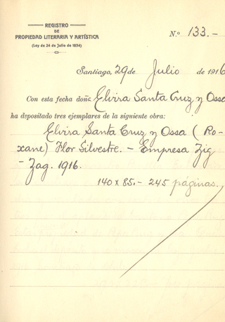 Registro de la obra "Flor silvestre" de Elvira Santa Cruz Ossa