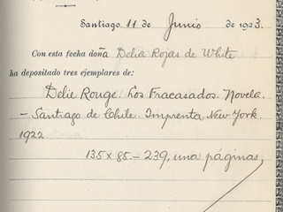 Registro de Propiedad Intelectual de la obra "Los Fracasados" de Delia Rojas