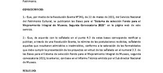 Informa proyectos admisibles e inadmisibles FMIM segunda convocatoria 2021