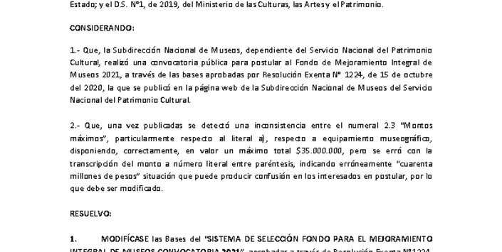 Modifica bases FMIM 2021: monto Equipamiento museográfico