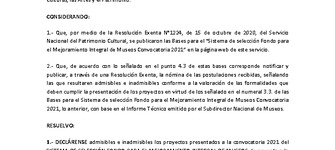 Informa proyectos admisibles e inadmisibles FMIM 2021