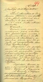 Creación de una escuela nocturna para adultos anexa a la Escuela Normal de Preceptores de Santiago. Ministerio de Instrucción Pública. Santiago, 25 de mayo de 1905. 2 fojas. Archivo Nacional. Escuela Normal de Preceptores; v. 34, pieza documental N° 49. 1 pp.