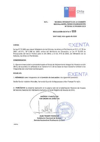 Nombra integrantes comisión evaluadora FMIM 2019