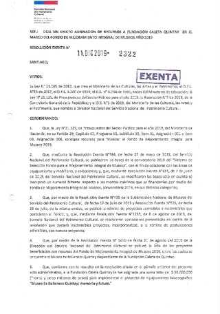 Deja sin efecto adjudicación de recursos museo Quintay