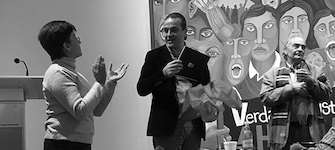 Yelena Monroy y Cristian Cruz cerrando el seminario de Derechos Humanos en La Serena.