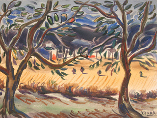 Árboles con follaje azul | Acuarela sobre papel