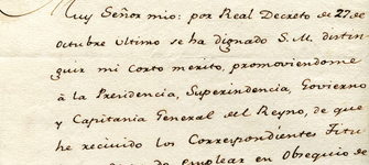 Carta de Ambrosio O´Higgins a Francisco T. Diez de Medina, 1778.