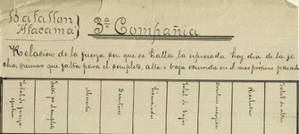 Informe 3.ª compañía Batallón Atacama N°1