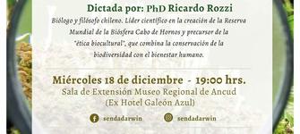 Afiche Ecoturismo con lupa y ética biobultural