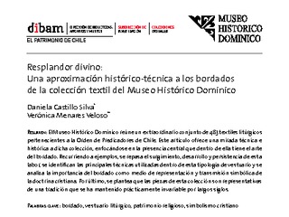 Resplandor divino: Una aproximación histórico-técnica a los bordados de la colección textil del Museo Histórico Dominico