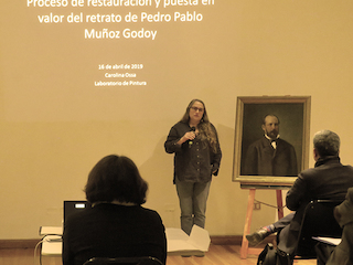 Carolina Ossa expone la restauración de la pintura de Pedro Pablo Muñoz en La Serena.