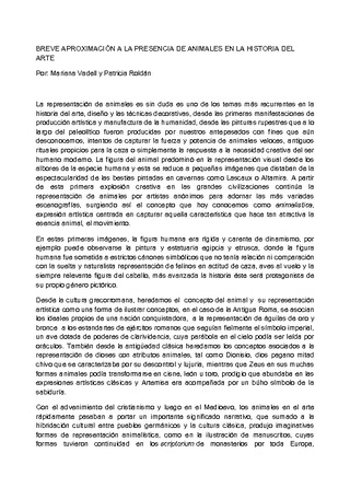 Los animales en la Historia del Arte