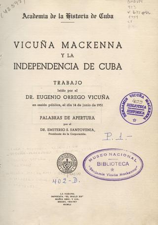 Vicuña Mackenna y la independencia de Cuba