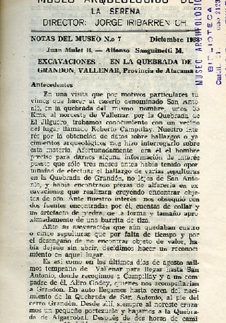 Notas del Museo N° 7, Diciembre de 1958