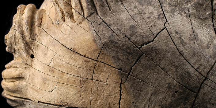 Detalle de limpieza en zona de la cabeza de San Antonio. Museo de Linares