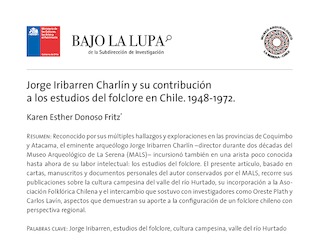 Jorge Iribarren Charlín y su contribución a los estudios del folclor en Chile. 1948-1972.