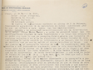 Carta de Carlos Lavín a Jorge Iribarren (11 de marzo de 1949)