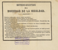 Materias discutidas en la Sociedad de la Igualdad