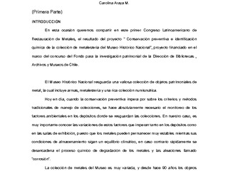 Investigación científica de metales en el museo histórico nacional" (primera parte)