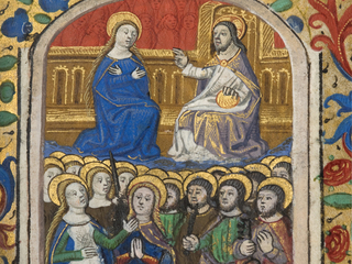 Coronación de la Virgen y séquito de santos y santas. Anónimo. Libro de horas. Francia, ca. 1480.