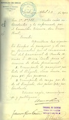 Aprueba tarifas del ferrocarril de Punta Arenas a "Mina Loreto". Santiago, 22 de abril de 1903. 1 página. Archivo Nacional. ARNAD, Ministerio de Obras Públicas; v. 1586, s/f.