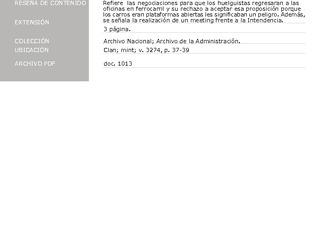 Guzmán García, Julio, intendente subrogante. Telégrafo al ministro del Interior: comunica expansión de la huelga y actividad militar. 15 de diciembre de 1907. Archivo de la Administración, Clan; mint; v. 3274, pp. 37-39. 4 pp.