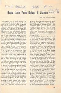 Nicanor Parra, Premio Nacional de Literatura Nicanor Parra, Premio Nacional de Literatura