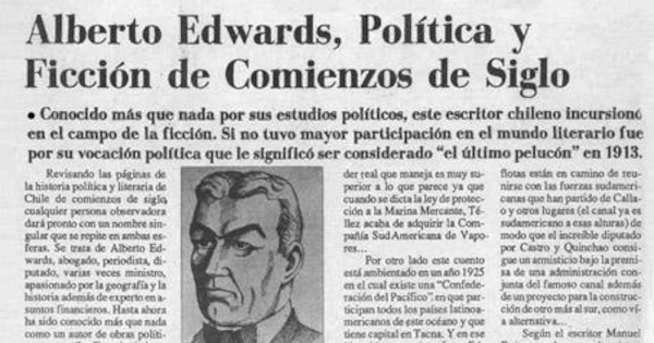 Alberto Edwards, política y ficción de comienzos de siglo