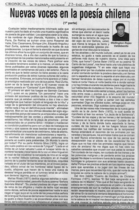 Nuevas voces en la poesía chilena (1ra. parte)