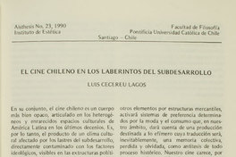 El cine chileno en los laberintos del subdesarrollo