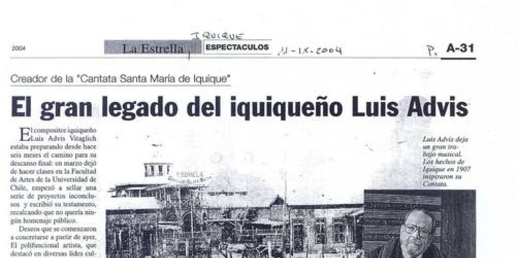 El gran legado del iquiqueño Luis Advis