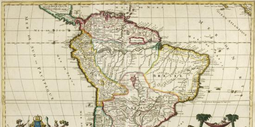 L'Amerique meridionale divisée en ses principales parties, ca. 1680