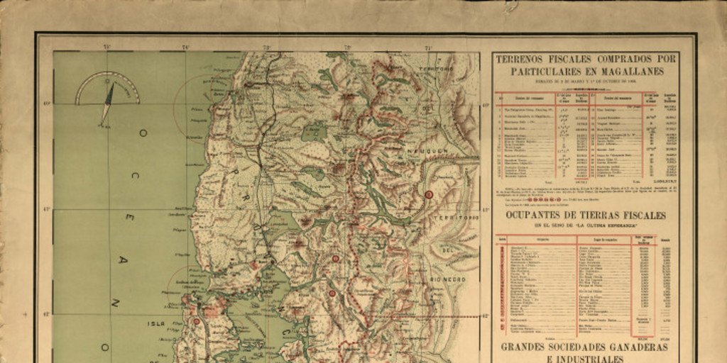 Mapa de la rejión austral de Chile [material cartográfico] : provincias de Llanquihue, Chiloé i territorio de Magallanes
